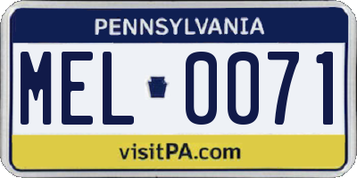 PA license plate MEL0071