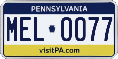 PA license plate MEL0077