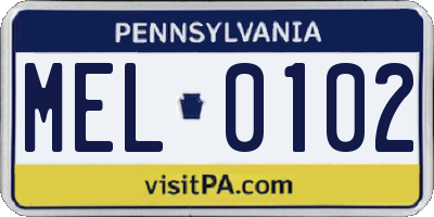 PA license plate MEL0102