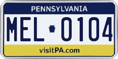 PA license plate MEL0104