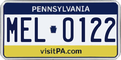 PA license plate MEL0122