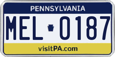 PA license plate MEL0187