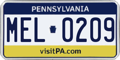 PA license plate MEL0209