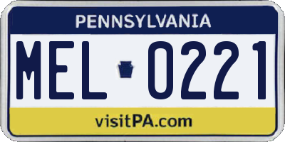 PA license plate MEL0221