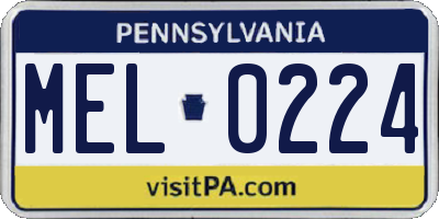 PA license plate MEL0224
