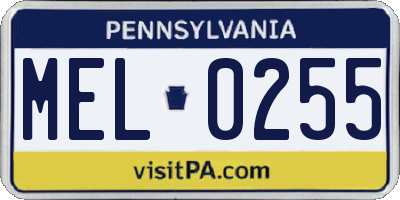 PA license plate MEL0255