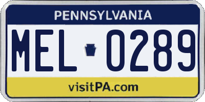 PA license plate MEL0289