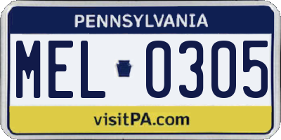 PA license plate MEL0305