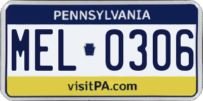 PA license plate MEL0306