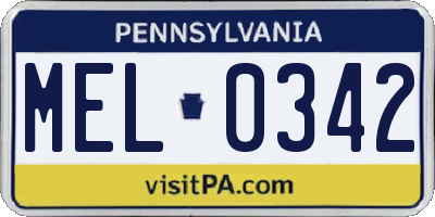 PA license plate MEL0342