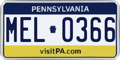 PA license plate MEL0366