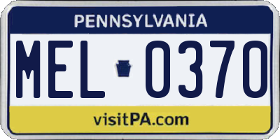 PA license plate MEL0370
