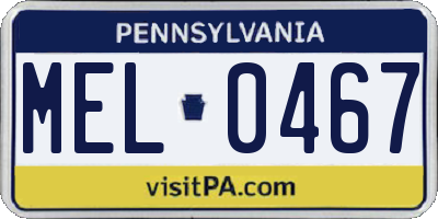 PA license plate MEL0467