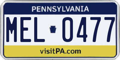 PA license plate MEL0477