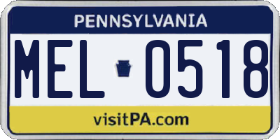 PA license plate MEL0518