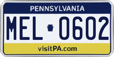 PA license plate MEL0602