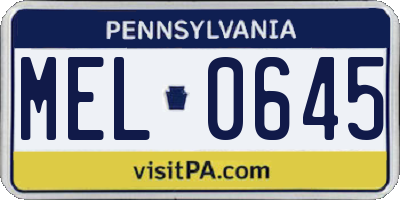 PA license plate MEL0645
