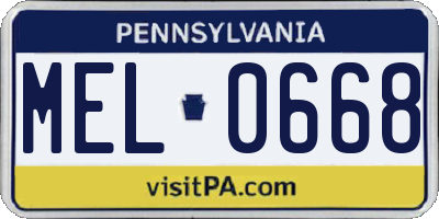PA license plate MEL0668
