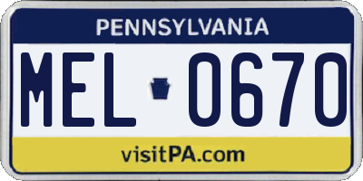 PA license plate MEL0670
