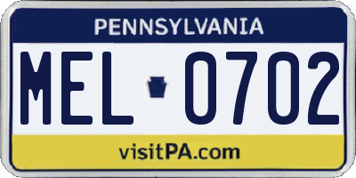 PA license plate MEL0702