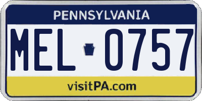 PA license plate MEL0757
