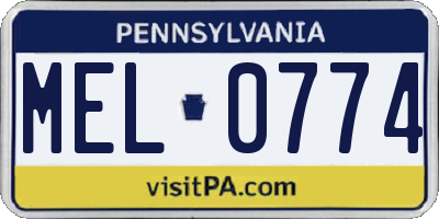 PA license plate MEL0774