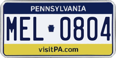 PA license plate MEL0804