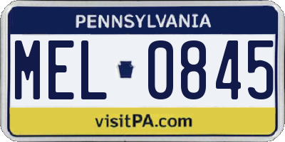 PA license plate MEL0845
