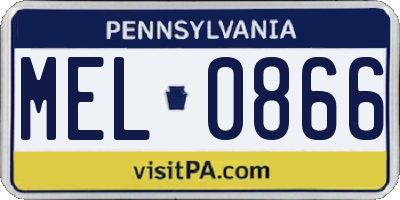 PA license plate MEL0866