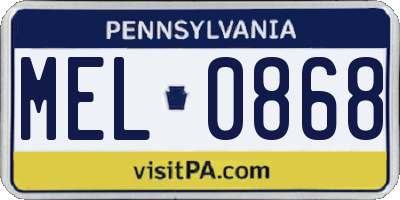 PA license plate MEL0868
