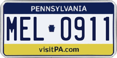 PA license plate MEL0911