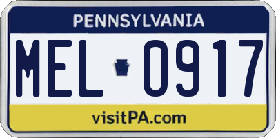 PA license plate MEL0917