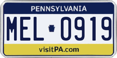PA license plate MEL0919