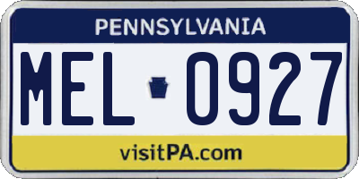 PA license plate MEL0927