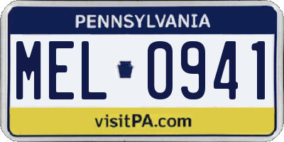 PA license plate MEL0941