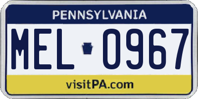 PA license plate MEL0967