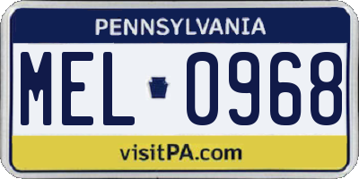 PA license plate MEL0968