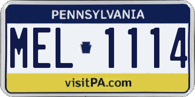 PA license plate MEL1114
