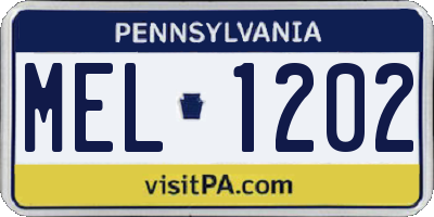 PA license plate MEL1202
