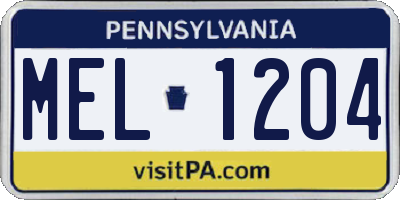 PA license plate MEL1204