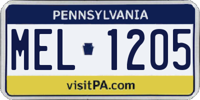 PA license plate MEL1205