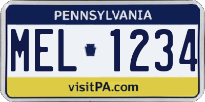 PA license plate MEL1234