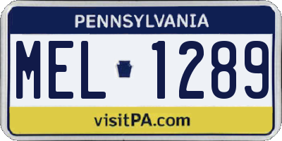 PA license plate MEL1289