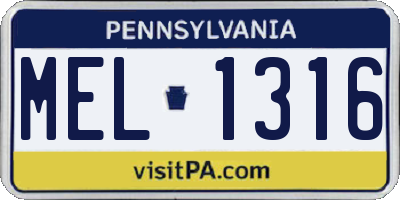 PA license plate MEL1316