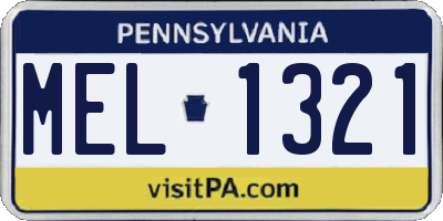 PA license plate MEL1321