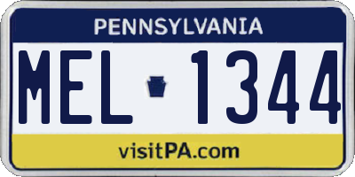 PA license plate MEL1344