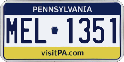 PA license plate MEL1351