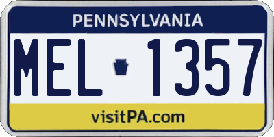 PA license plate MEL1357