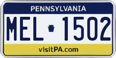 PA license plate MEL1502