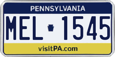 PA license plate MEL1545